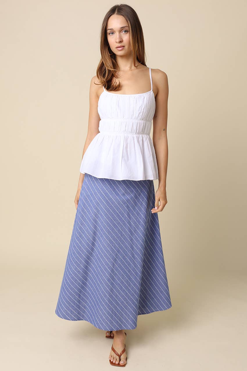 Lena Diagonal Stripe A-Line Maxi Skirt