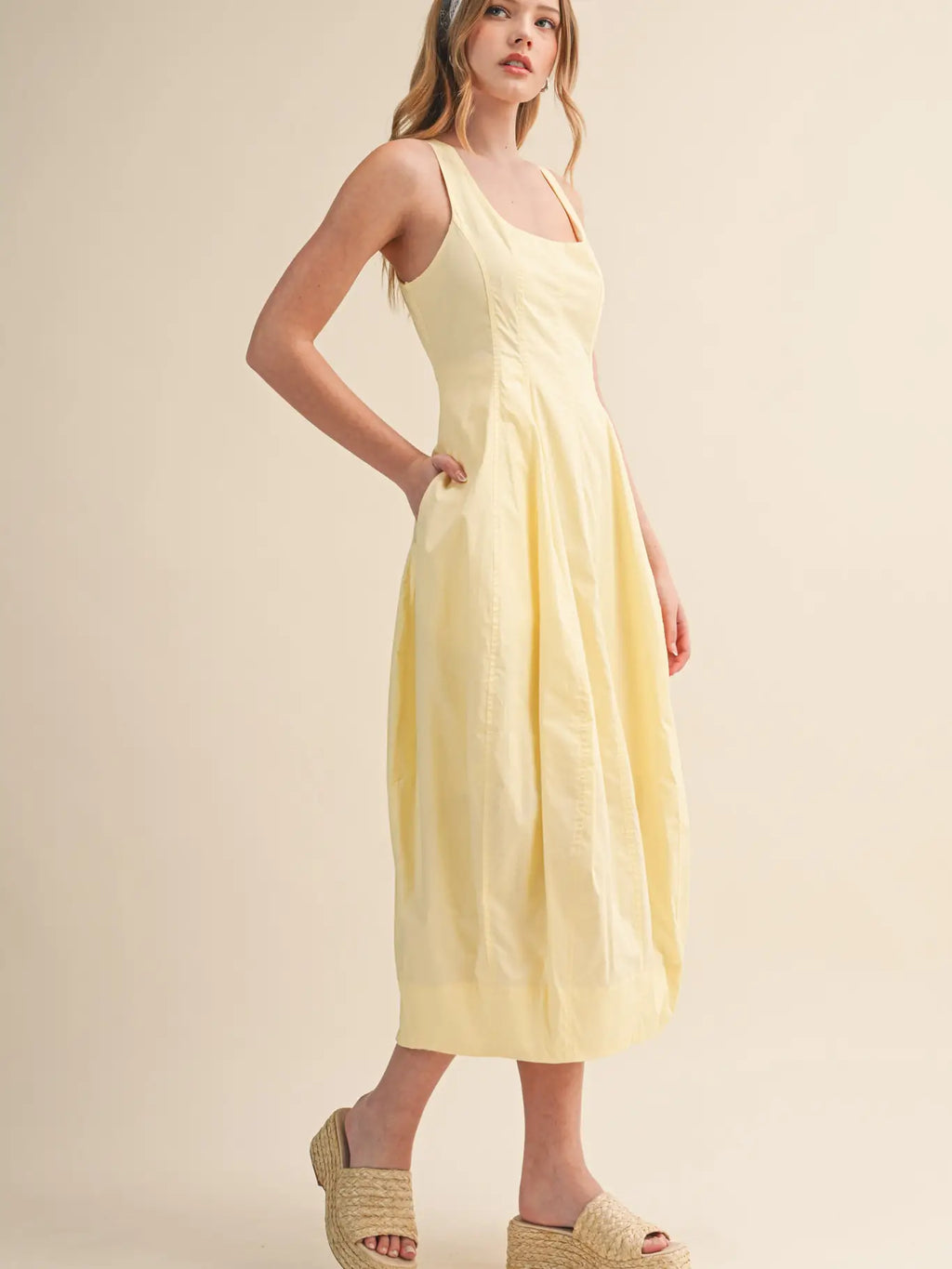 Yellow Tulip Hem Midi Dress