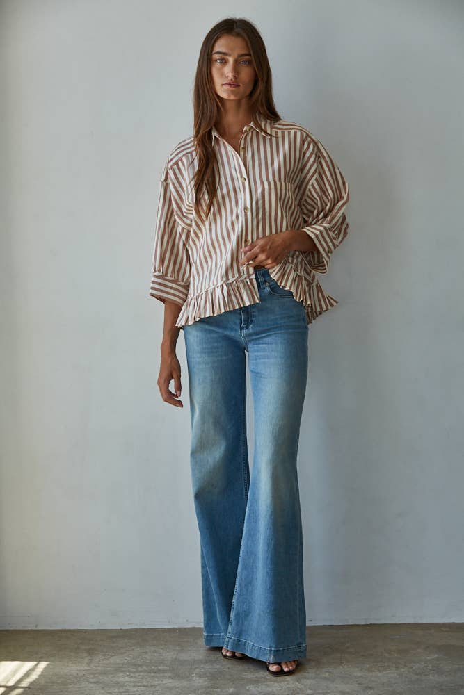 Striped Button Down Shirt Top