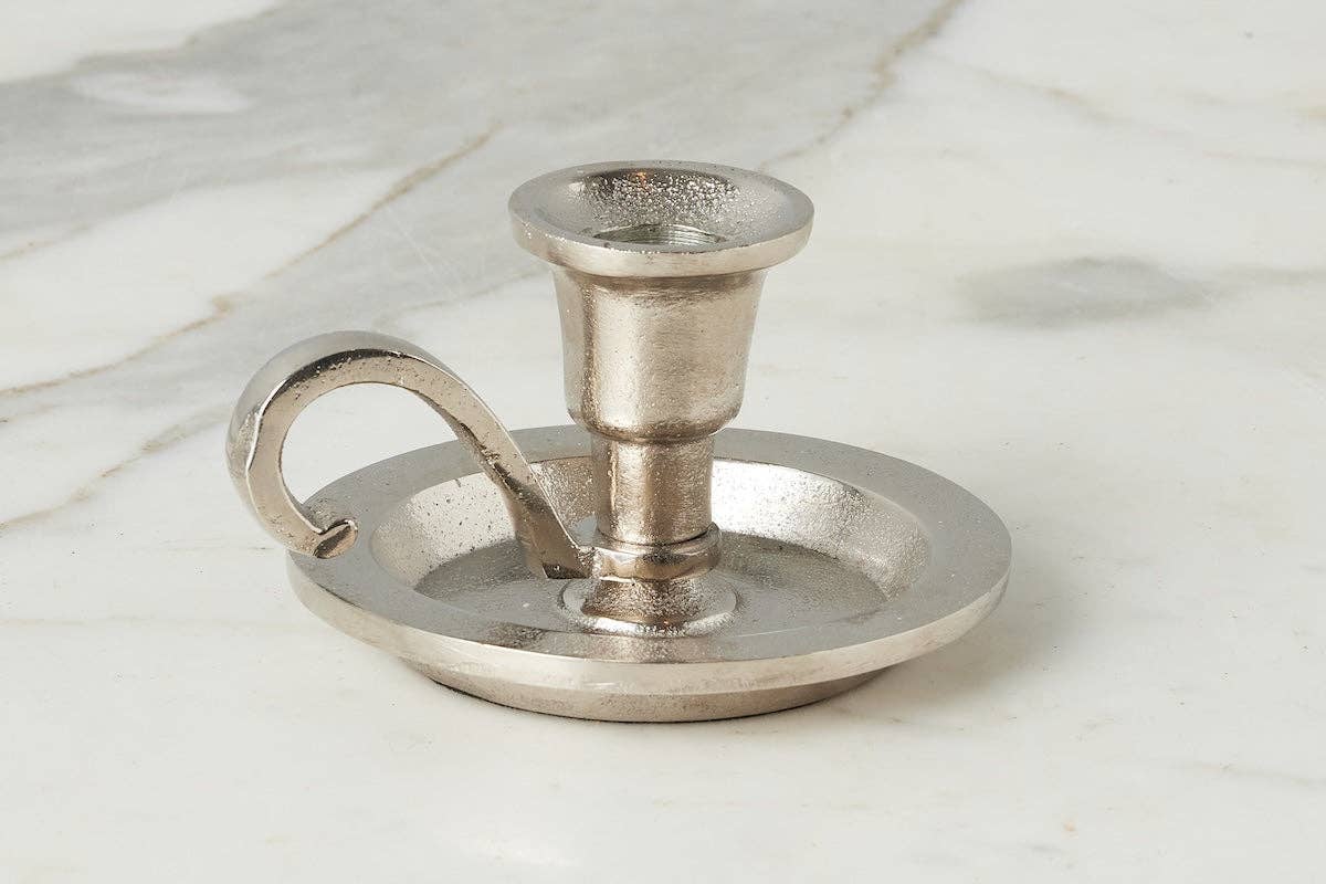 Silver Chamberstick Candle Holder