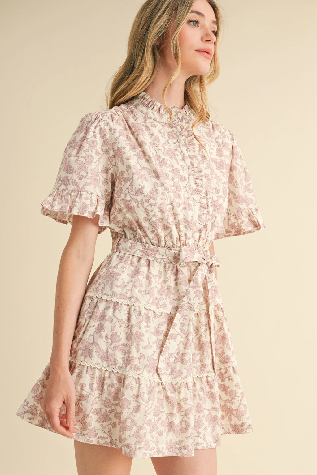 Ruffled Floral Mini Dress