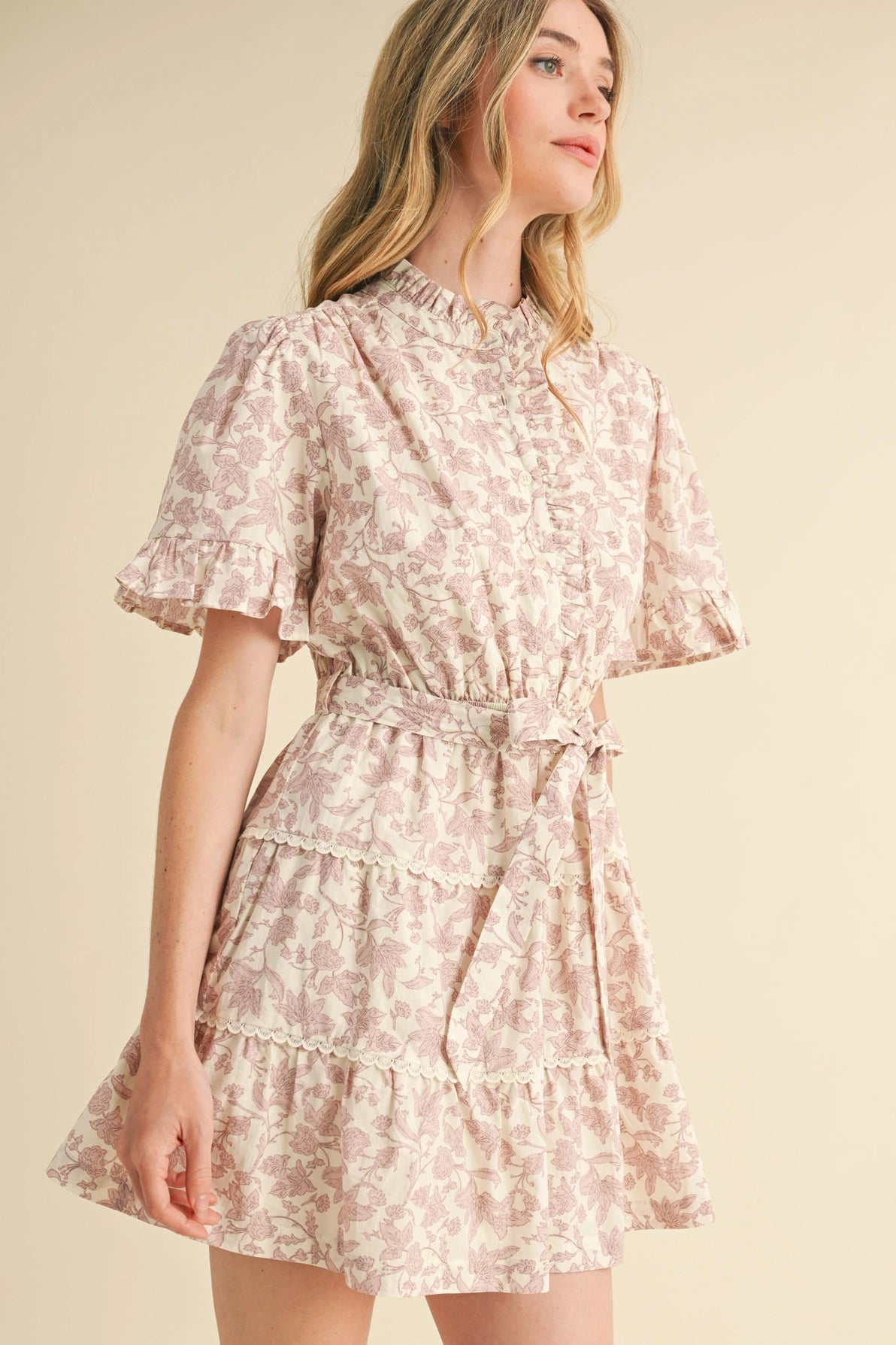 Ruffled Floral Mini Dress