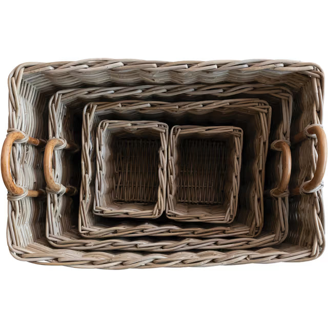 Rattan Trunk Basket with Handles