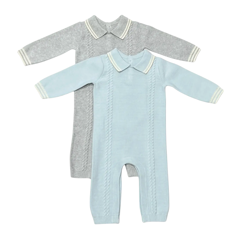 Milan Collar & Cable Knit Baby Jumpsuit