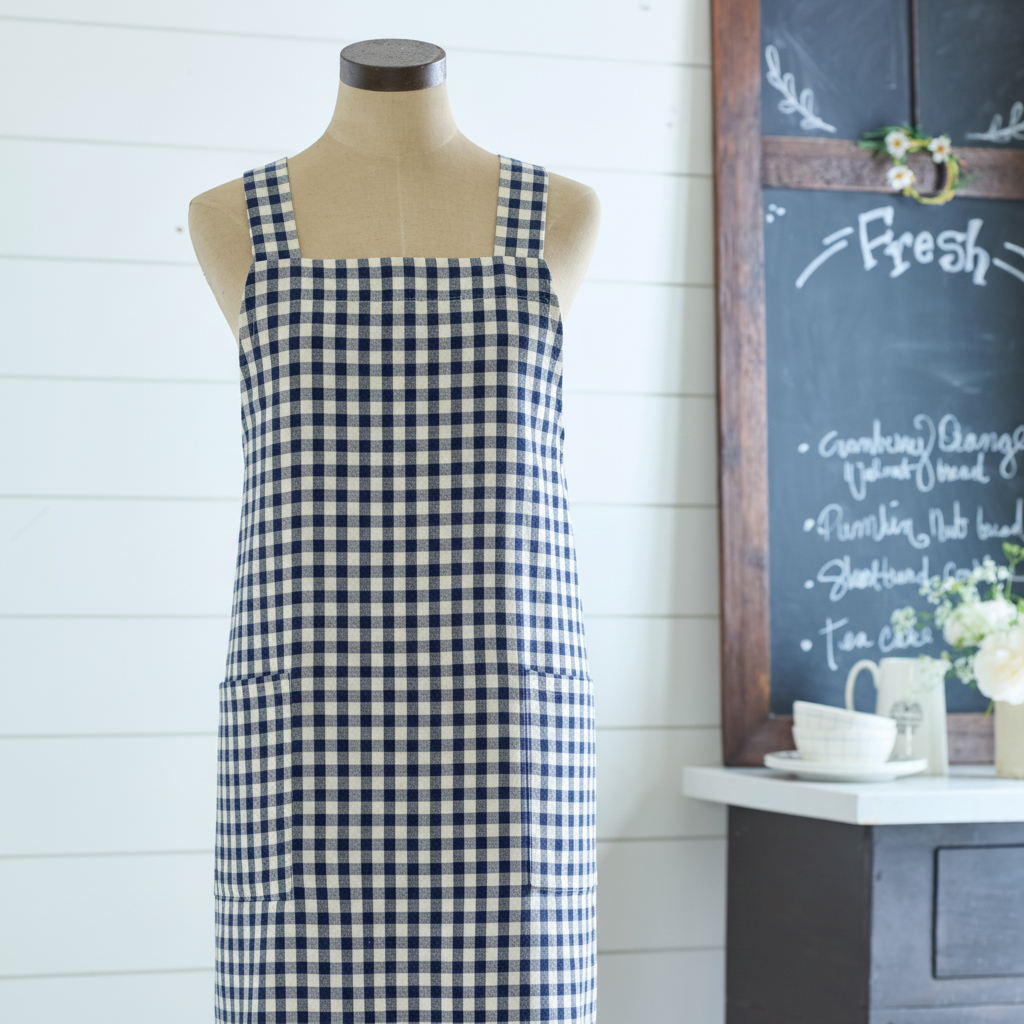 Indigo Gingham Farmhouse Apron