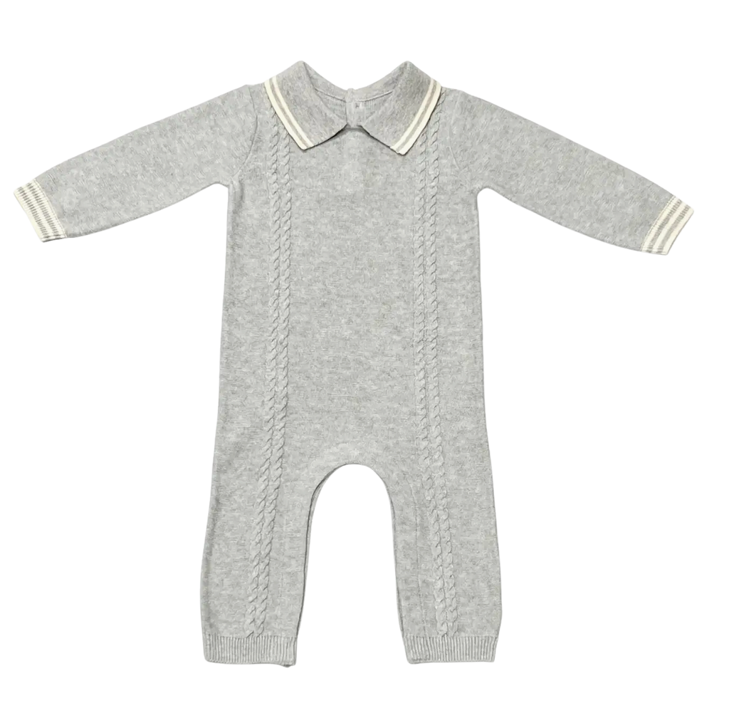 Milan Collar & Cable Knit Baby Jumpsuit