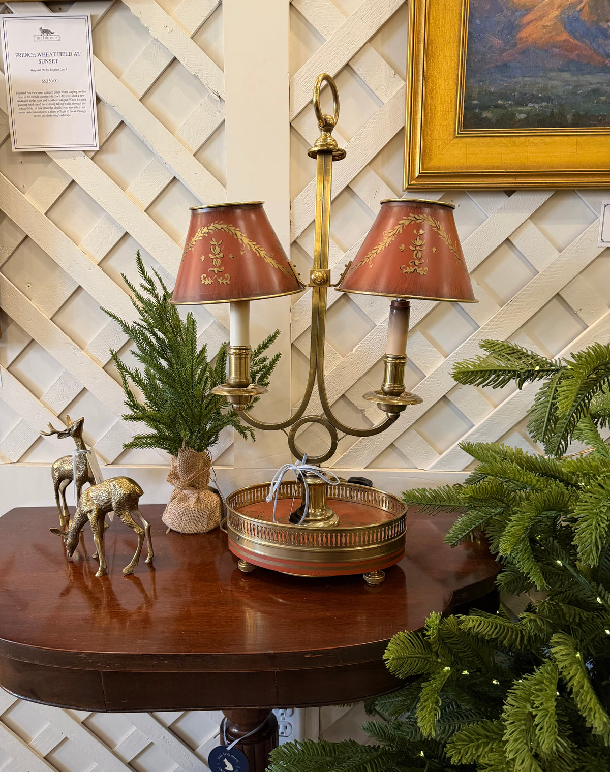 Neoclassical Double-Arm Brass Table Lamp