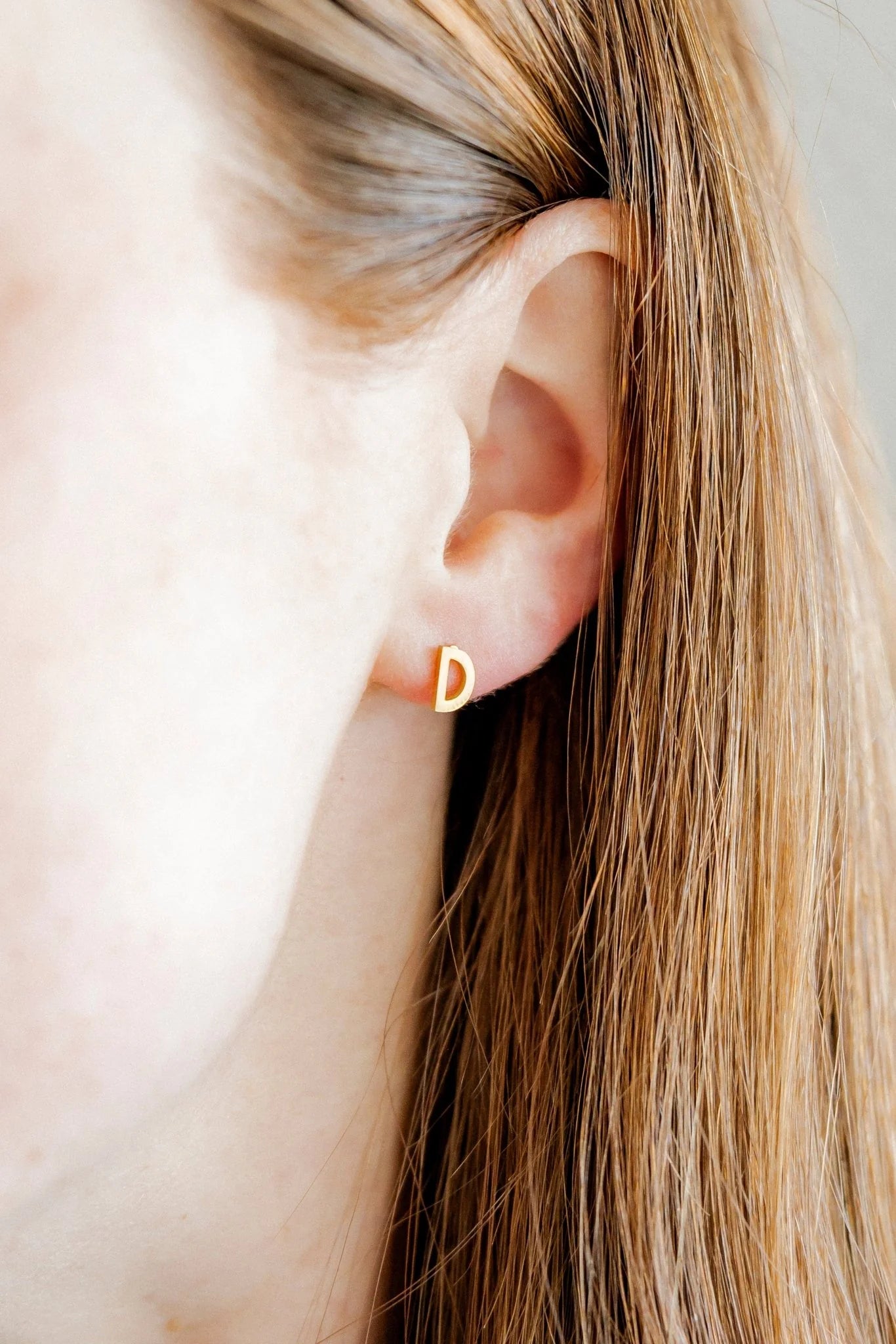 Initial Screwback Flat Back Stud Earrings