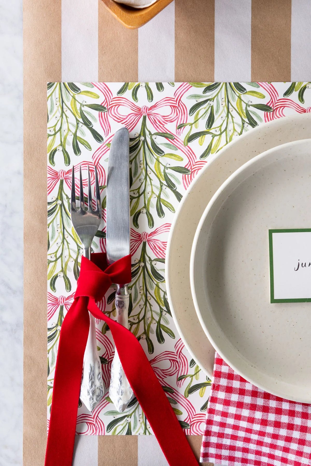 Red Flocked Ribbon