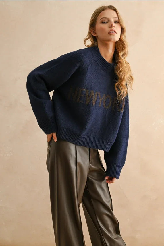 Letter Front Sweater Top