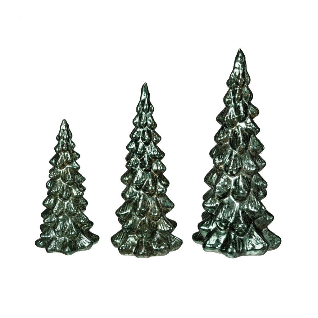 Mercury Glass LED Green Tree