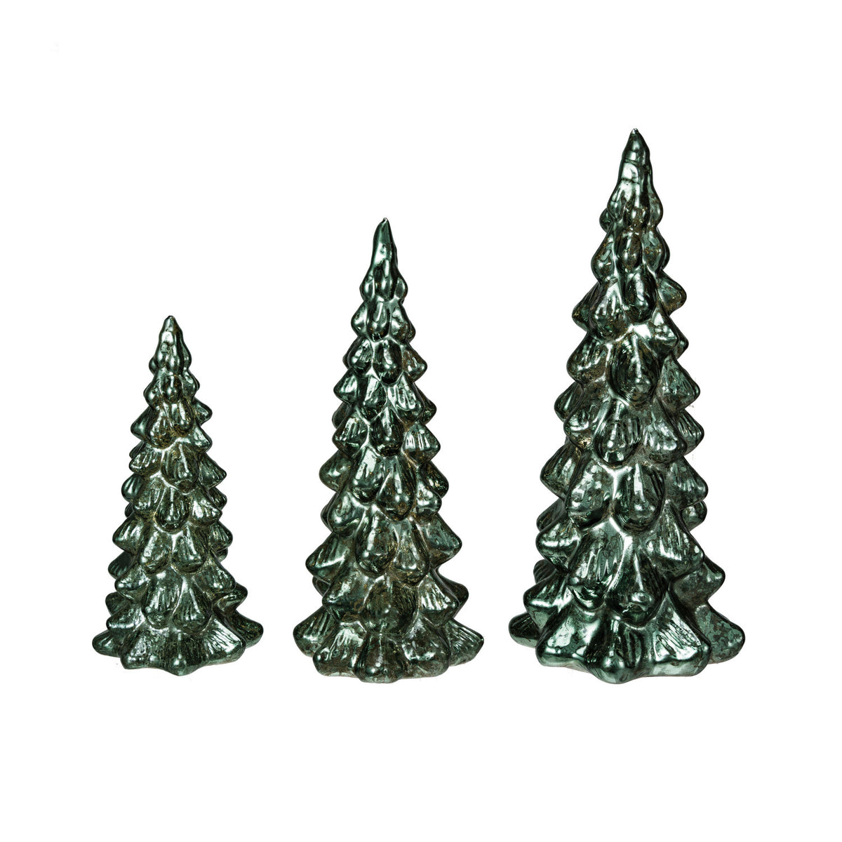 Mercury Glass LED Green Tree