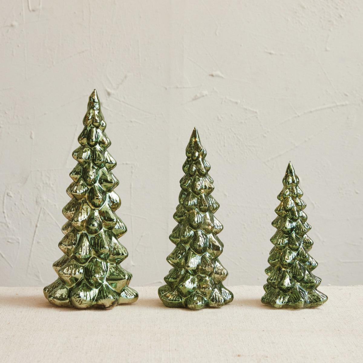 Mercury Glass LED Green Tree