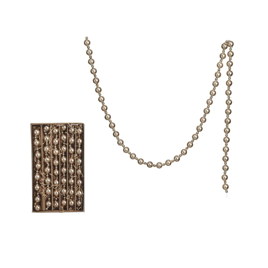 Brushed Gold Glass Bead Garland in Kraft Box