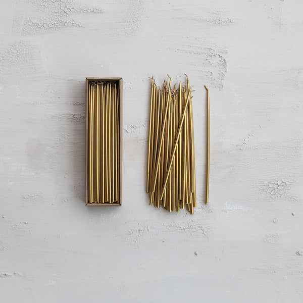Unscented Thin Gold Taper Candles
