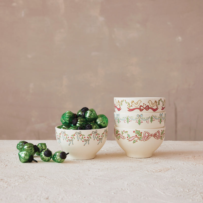 Holiday Bow Stoneware Bowl