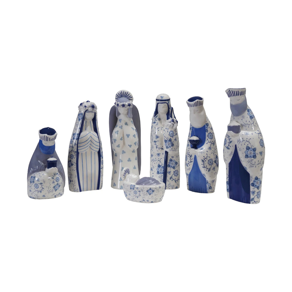 Blue and White Ceramic Nativity Set