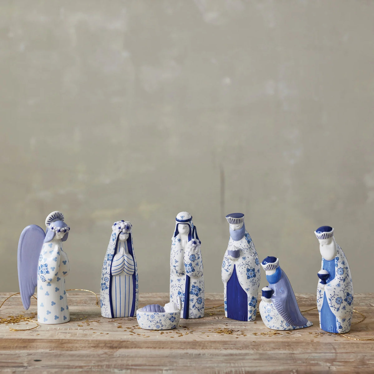 Blue and White Ceramic Nativity Set