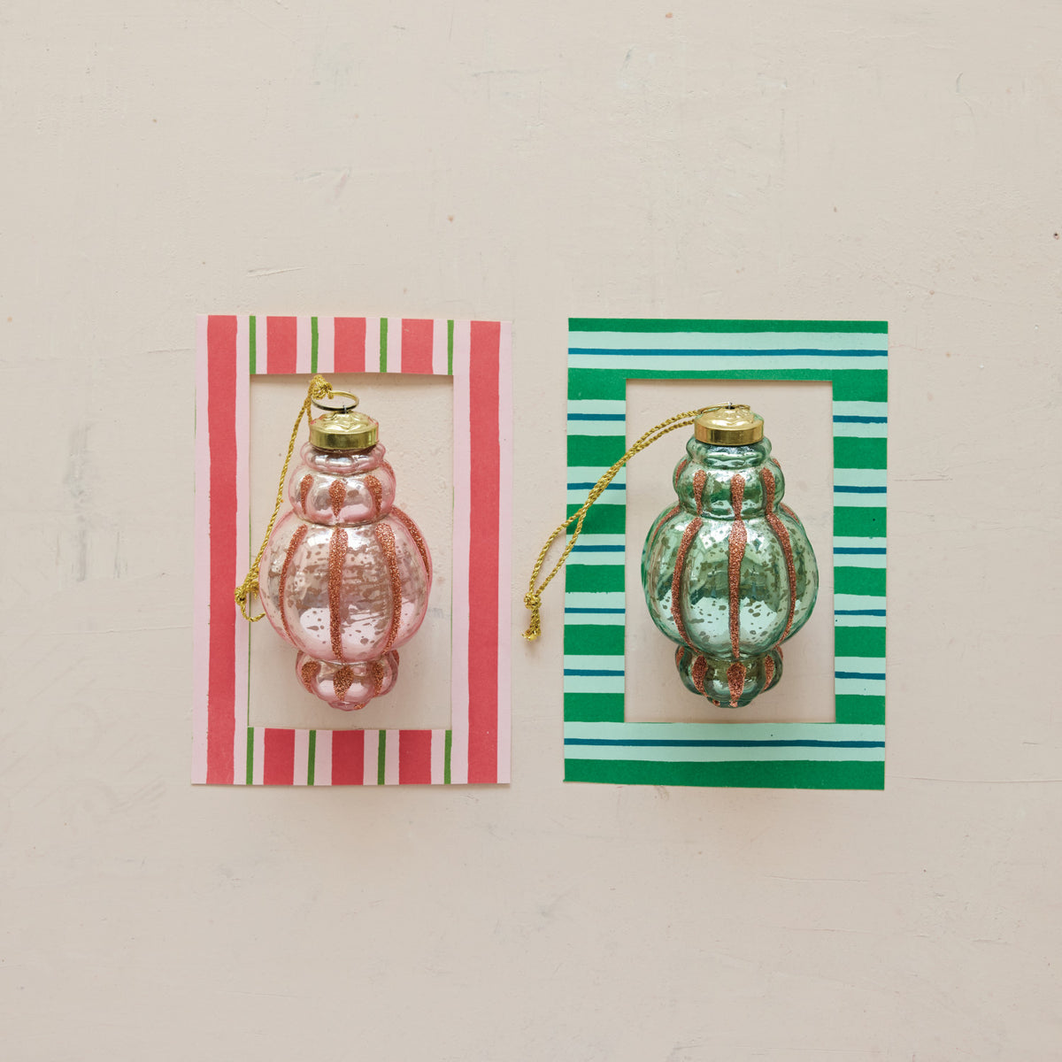 Glitter Stripes Finial Ornament