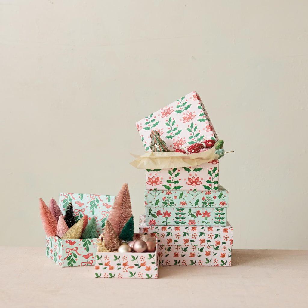 Merry Botanical Paper Gift Box