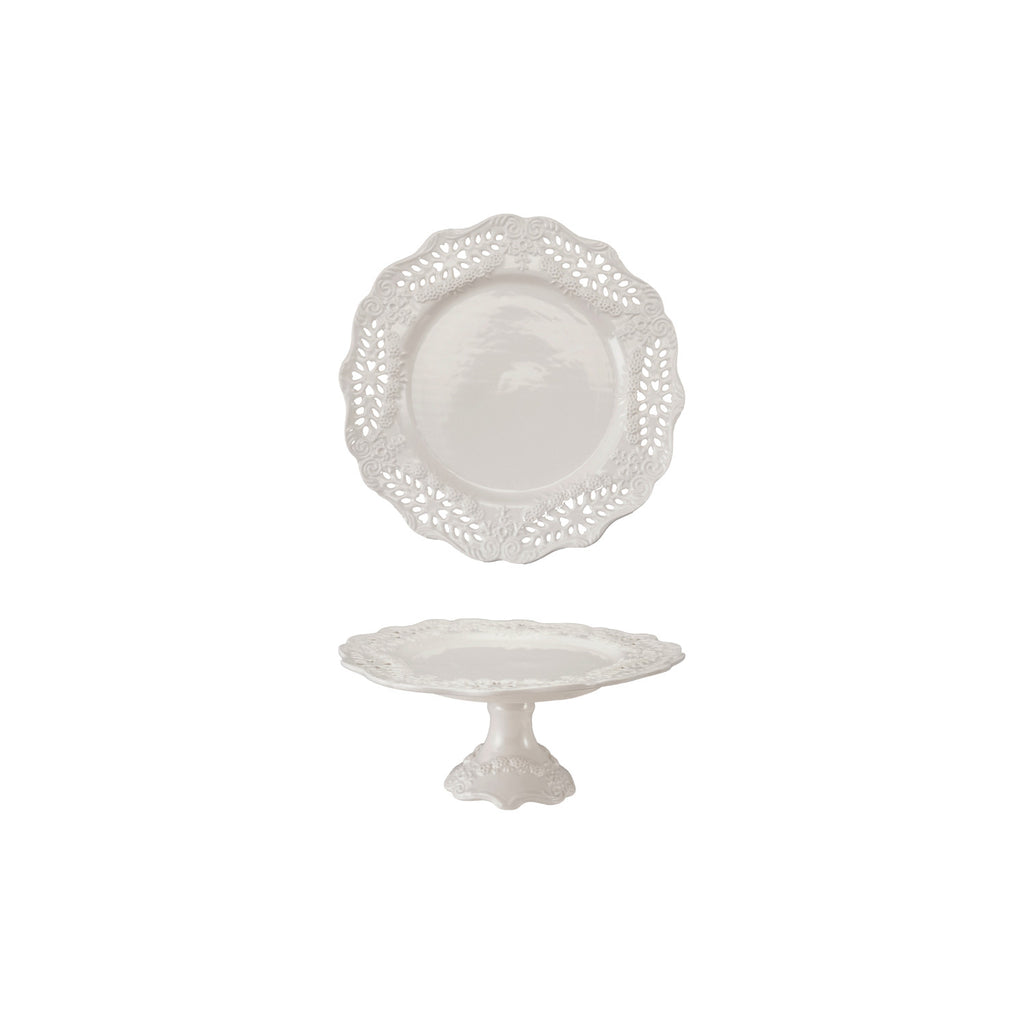 Pierced Lace Pattern Scalloped Pedestal