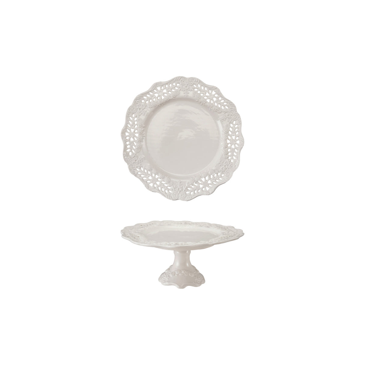 Pierced Lace Pattern Scalloped Pedestal