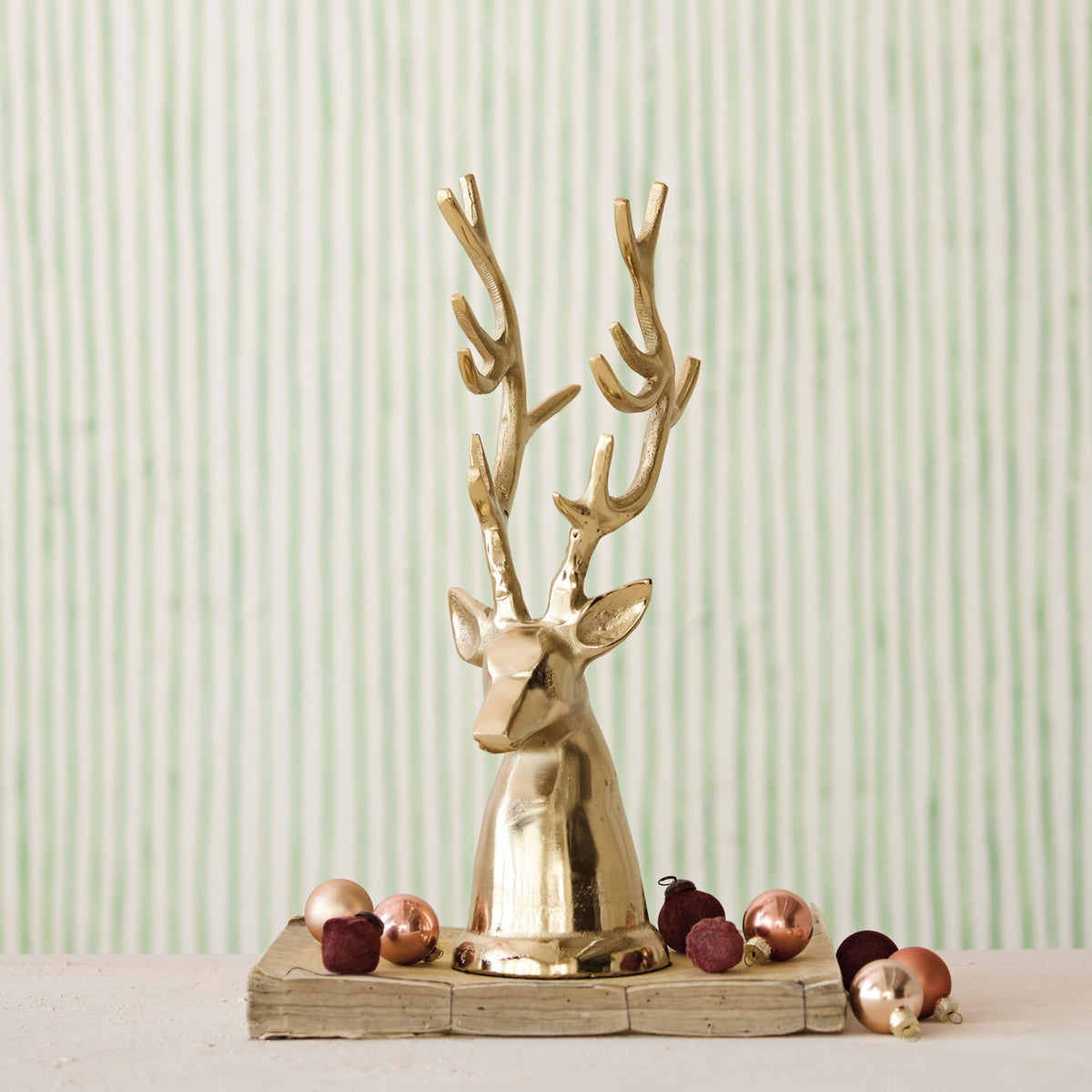 Gold Cast Aluminum Reindeer Head