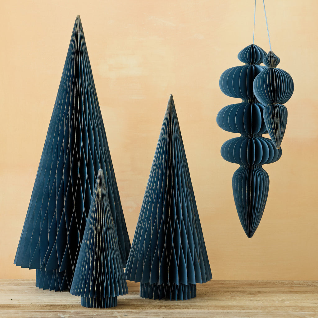 Blue Glitter Folding Honeycomb Tree