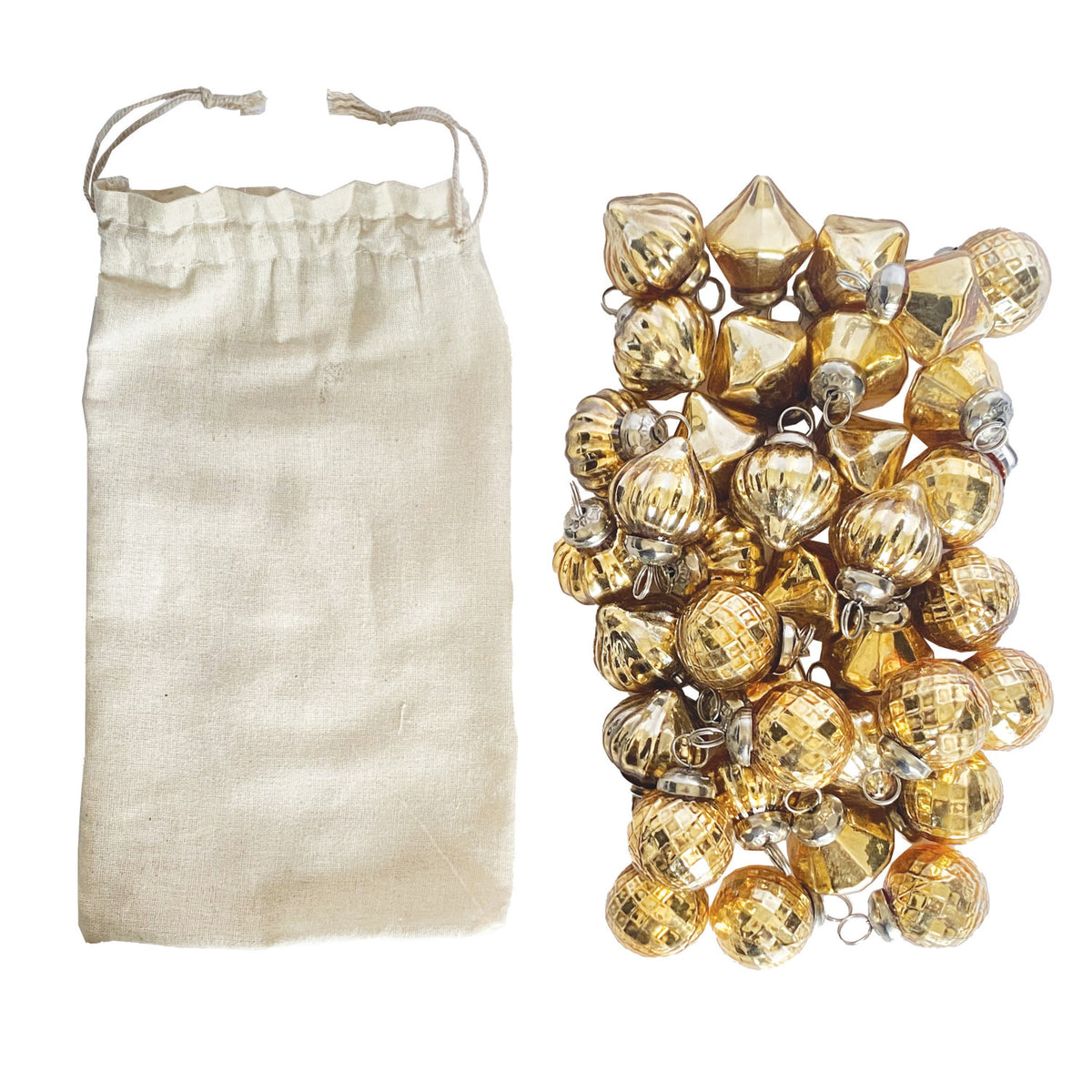 Gold Mercury Glass Ornaments in Bag