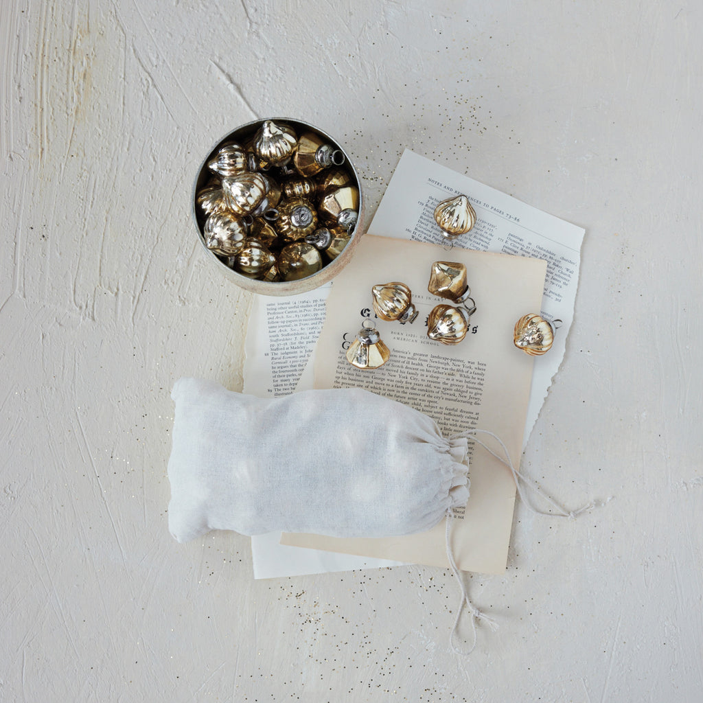 Gold Mercury Glass Ornaments in Bag