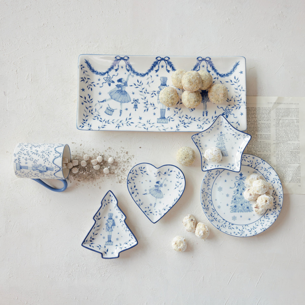 Blue and White Holiday Image Shaped Dish