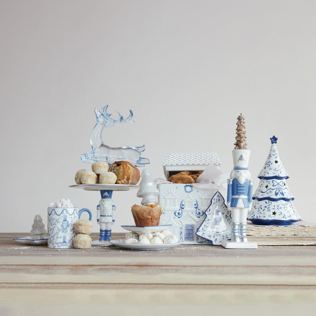 Blue and White Tree Shaped Plate