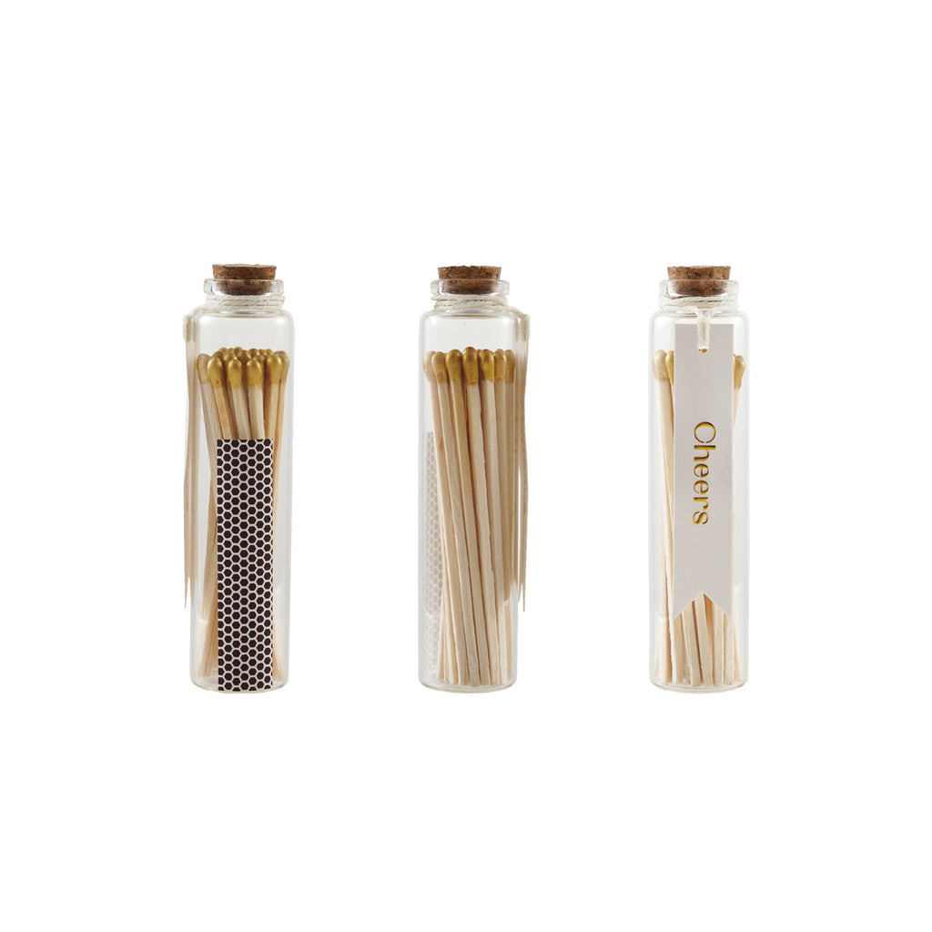 Glass Bottle Match Holder with Tag