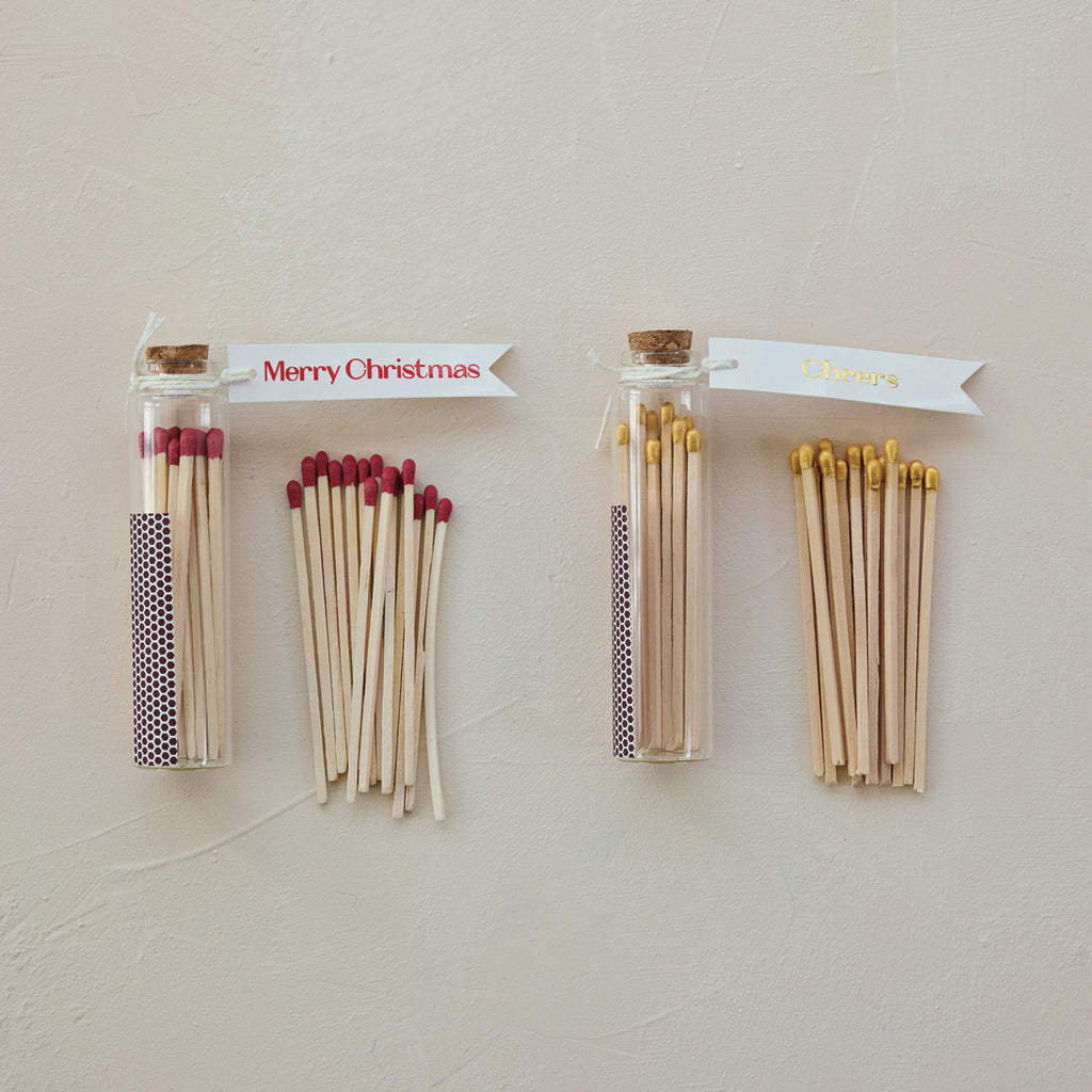 Glass Bottle Match Holder with Tag