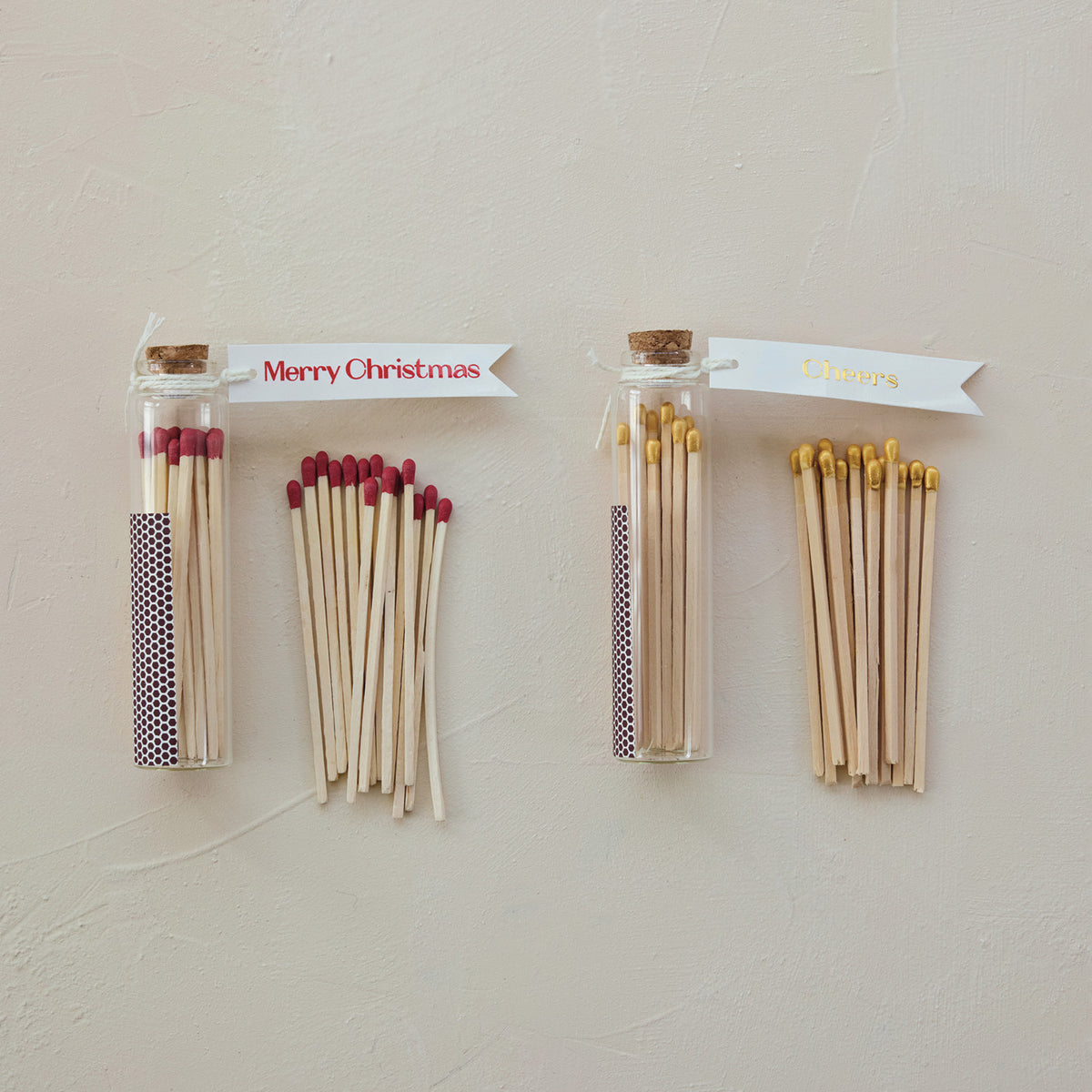 Glass Bottle Match Holder with Tag