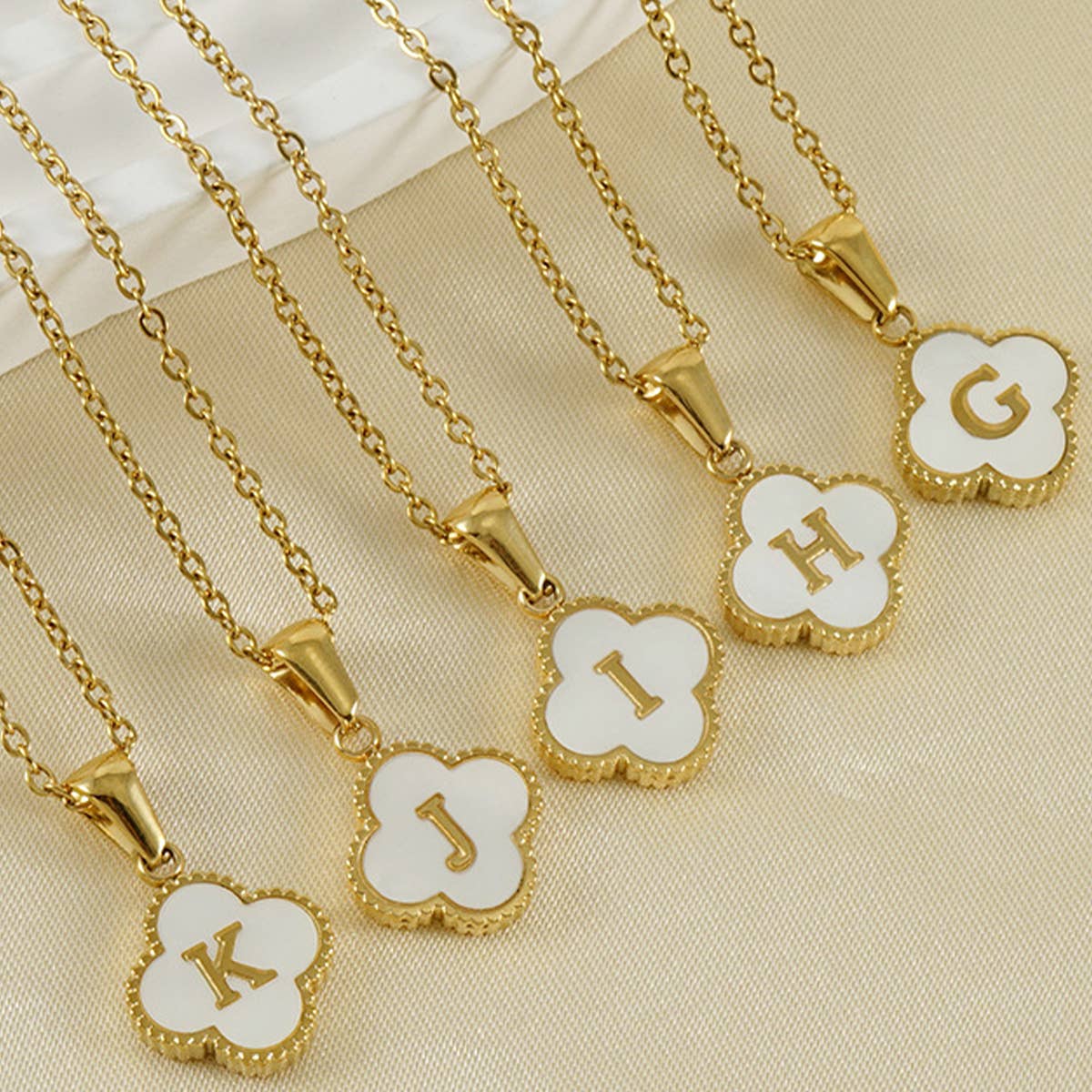 Four Leaf Clover Initial Necklaces