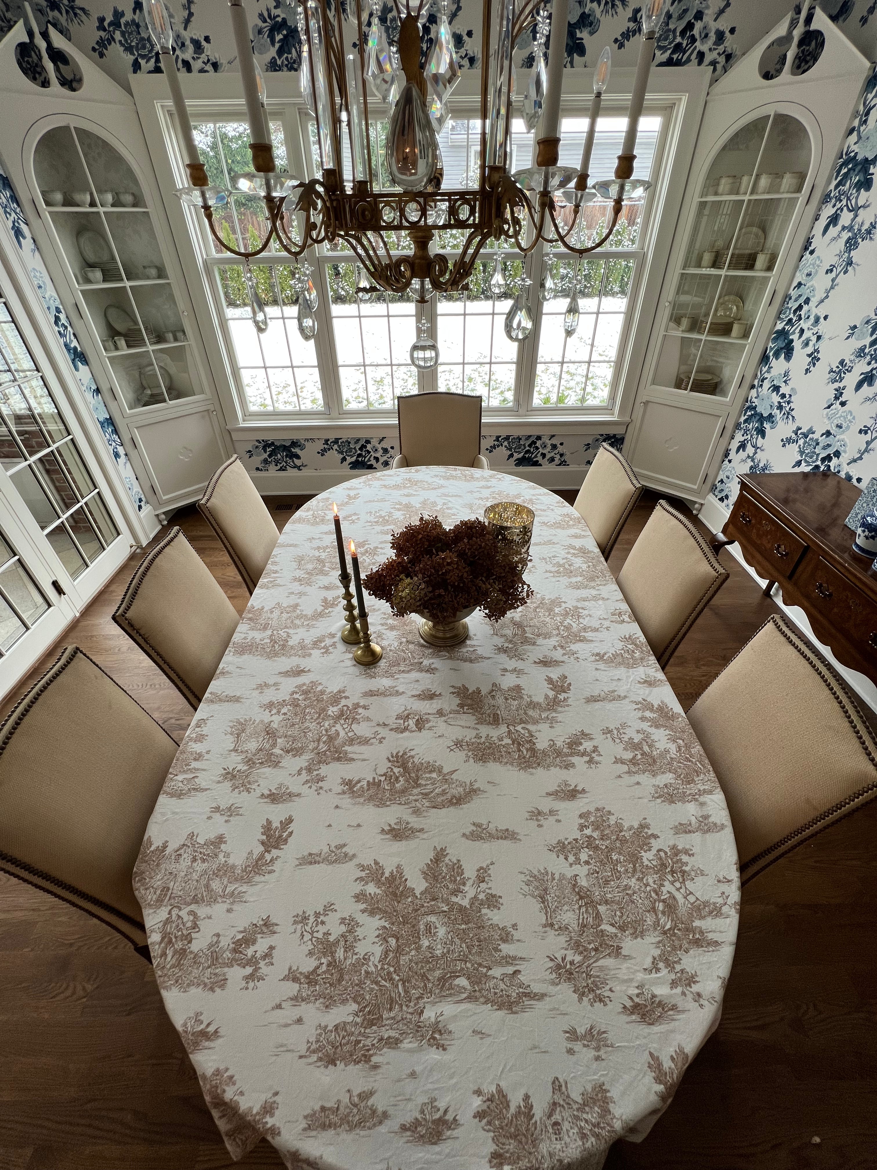 Italian Washed Cotton Toile Tablecloth & Napkins