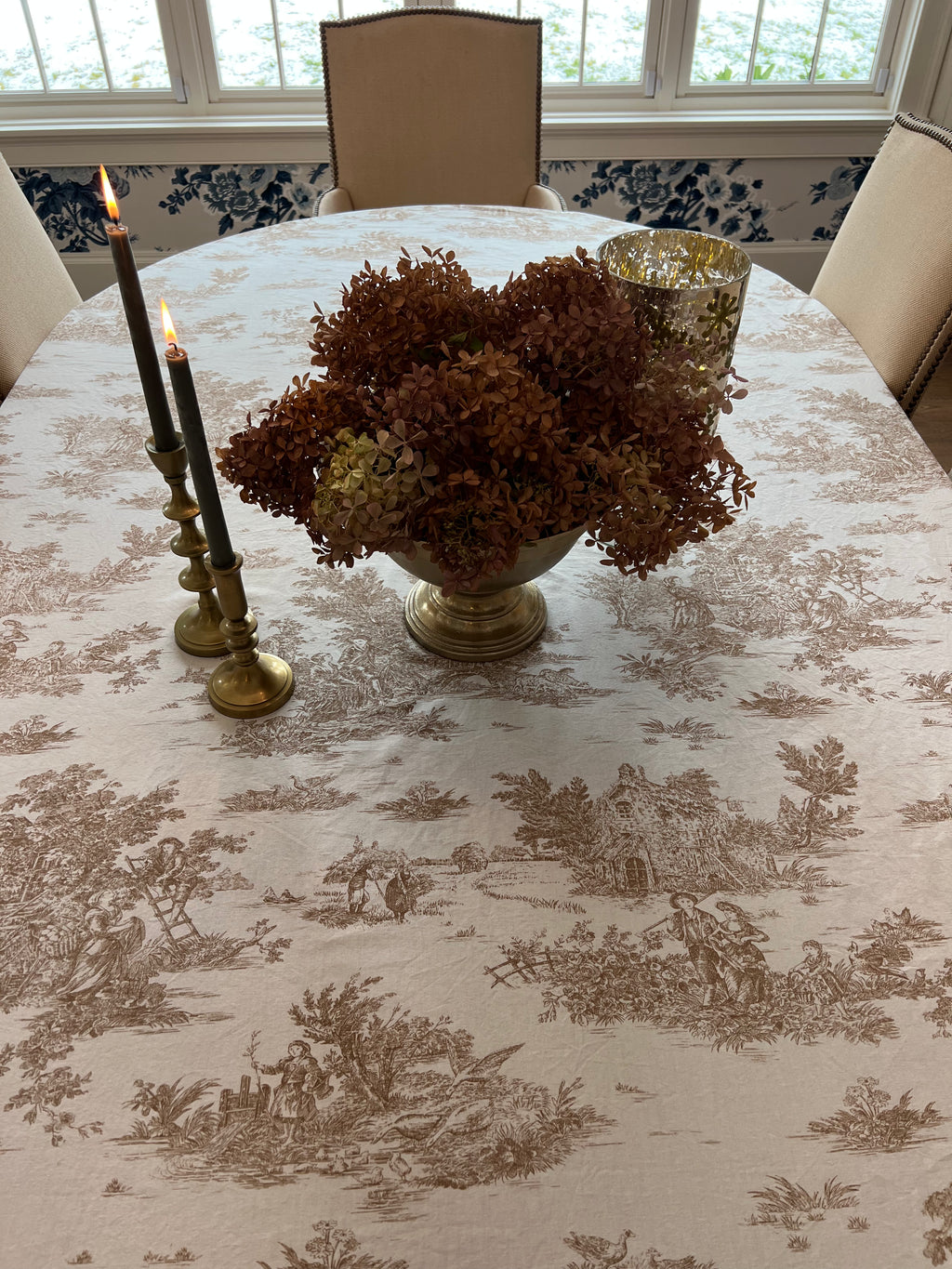 Italian Washed Cotton Toile Tablecloth & Napkins