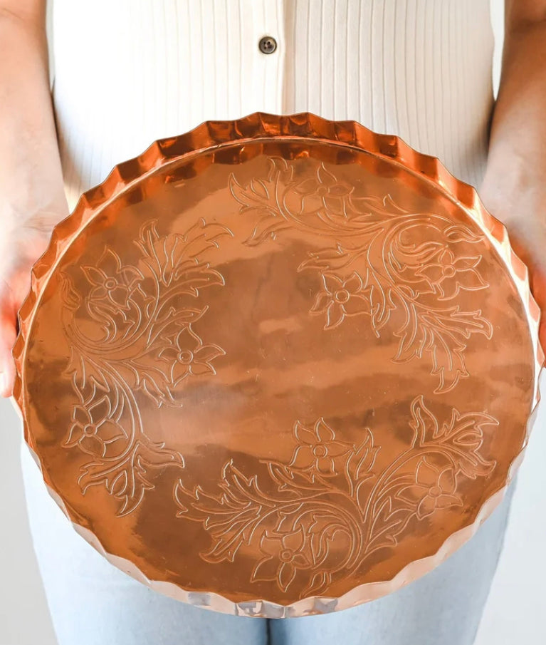 Copper Embossed Serving Tray