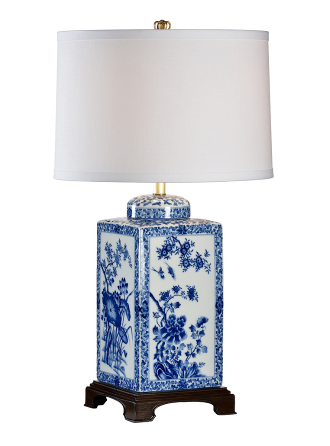 Lotus Lamp in Blue and White