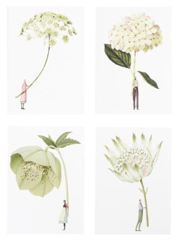 In Bloom Notecards in Green, Set of Eight