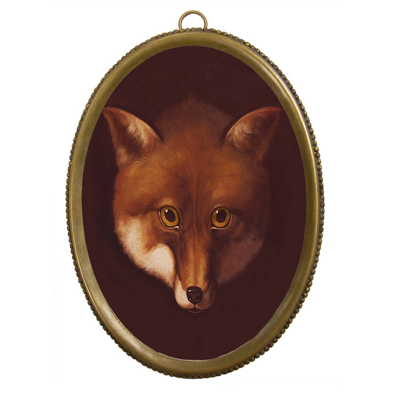 Antiqued Fox Head Print in Burnished Brass
