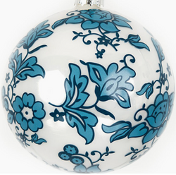 Blue and White Floral Ball Ornament