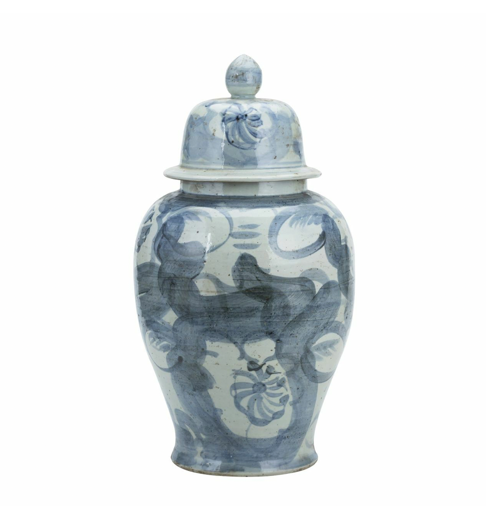 Blue And White Porcelain Silla Flower Temple Jar