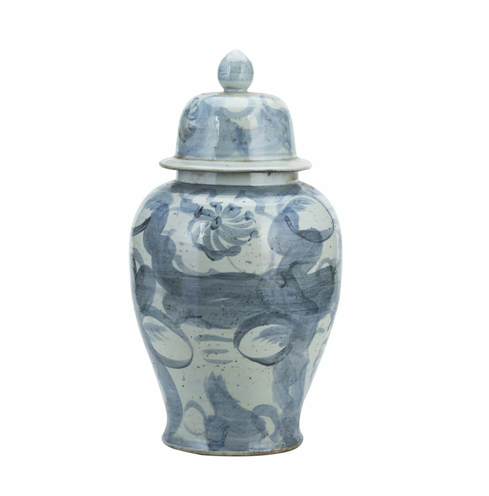 Blue And White Porcelain Silla Flower Temple Jar