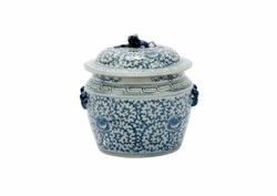 Blue & White Lidded Rice Jar Floral Motif