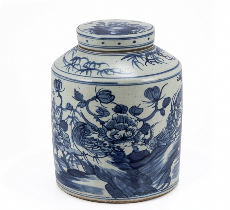 Dynasty Tea Jar Bird Floral Motif