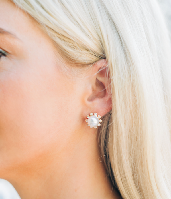Nicola Bathie Pearl and Embellished Bubble Stud Earrings