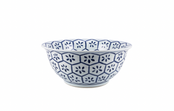 Blue & White Porcelain Bowl Turtle Shell Motif