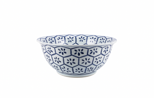 Blue & White Porcelain Bowl Turtle Shell Motif